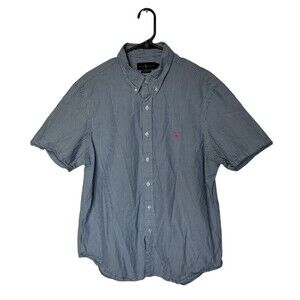 Ralph Lauren Shirt Mens XL Blue White Striped Seersucker Button Down Pink Pony
